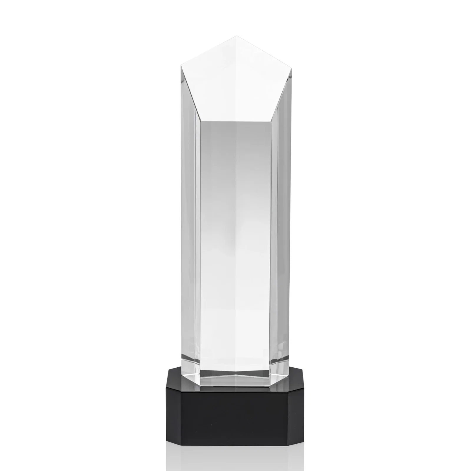 Promotional Optical Crystal Pentagon Tower Award on Clear Base for safety achievement programs