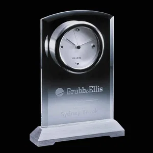 Brushed Aluminum Desk Clock with Chrome Face