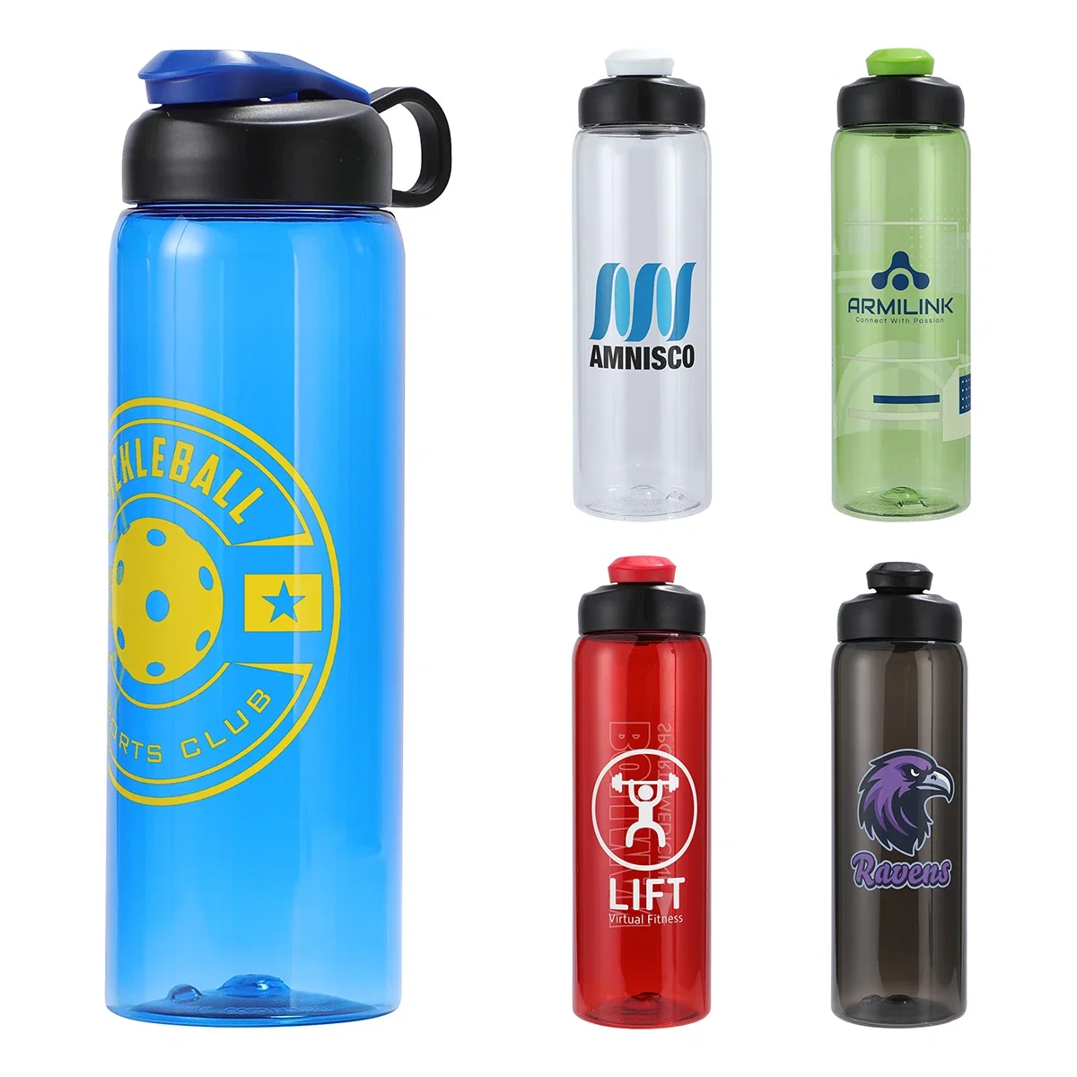 Custom Josi 25 oz RPET Reusable Sports Bottle, front view of the branded water bottle