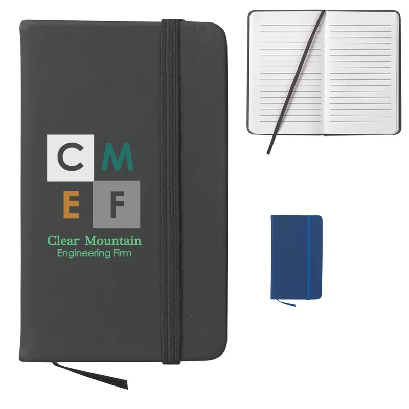 Angled view showing the notebook cover and bound edge