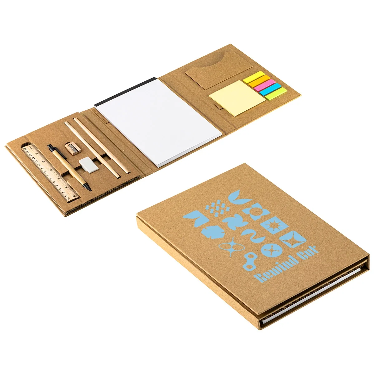 Custom Journeyman Pad Portfolio, front view of the branded portfolio closed