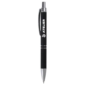 Soft-Touch Ballpoint Pen with Chrome Trim, 5 1/2" Retractable