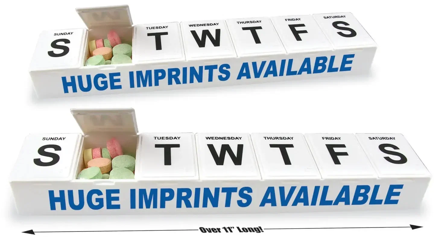 Jumbo-7 All-Week Pill Box - 11". 11-inch jumbo weekly pill box with Braille labels for senior wellness programs, view 2