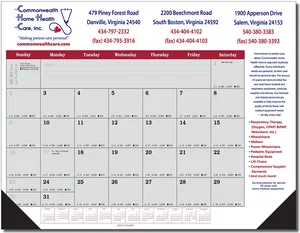 Jumbo Desk Pad Calendar - Maroon/Gray Datepad w/Side Notes
