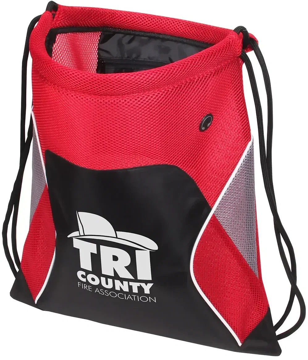 Custom Globetrotter mesh bag filled with sports gear