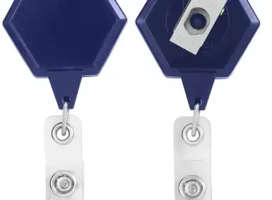 Custom Hexagon Badge Reel - (Sonic welded plastic body) — view 2