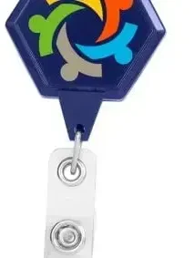 Custom Hexagon Badge Reel - (Sonic welded plastic body) — view 3
