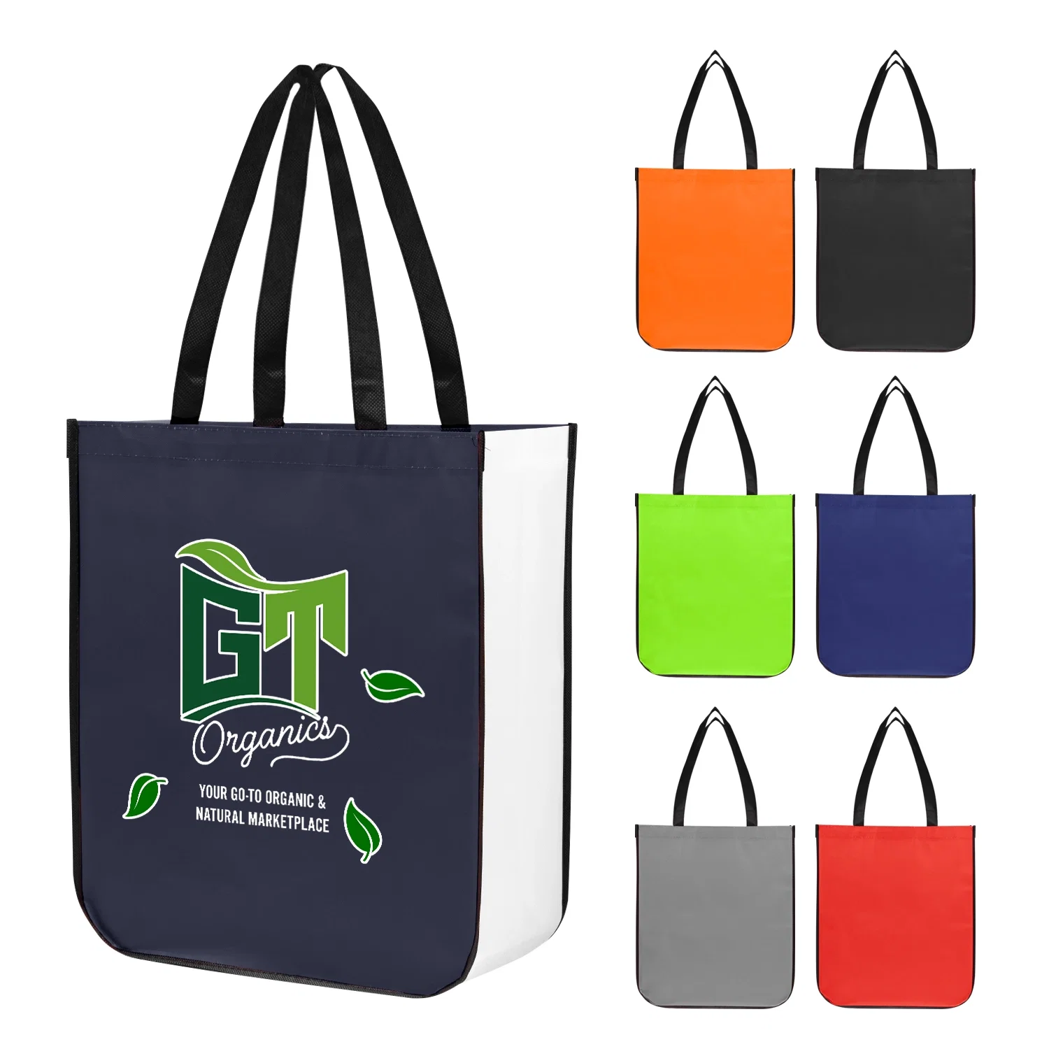 Jumbo laminated non-woven tote bag with reinforced carry handles