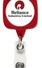 Customized JUMBO Sqround Badge Reel with Lanyard Attachment in Red