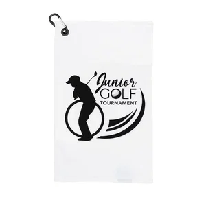 11 x 18 Inch Junior Golf Towel, White Terry Velour, 4-Color Imprint