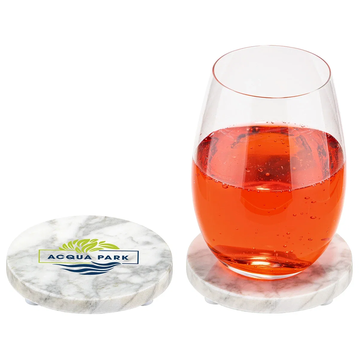 Juno Marble Coaster packed in its white gift box, set of 4
