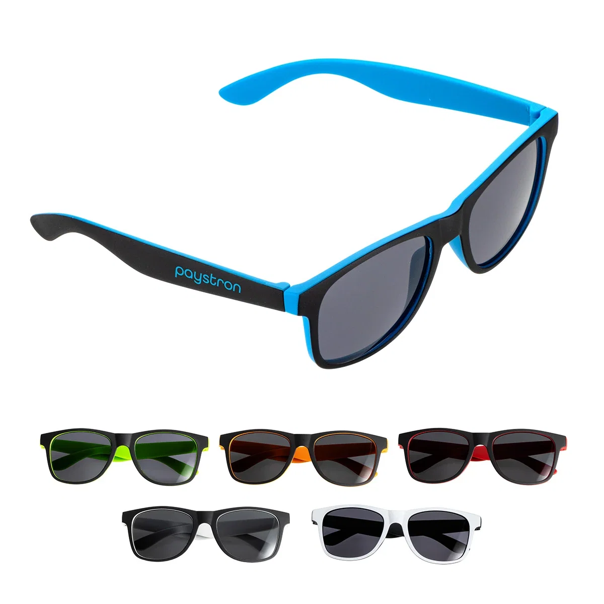 Custom Jupiter Sunglasses, front view of the branded promotional sunglasses