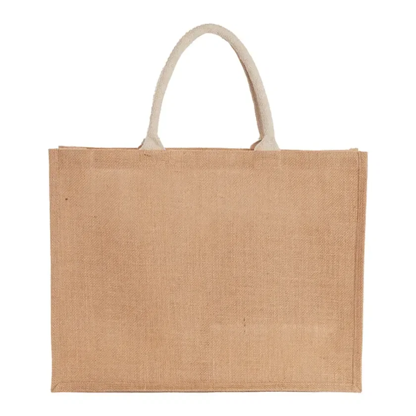 Jute Shopper Tote with Recycled Cotton Pocket — view 2