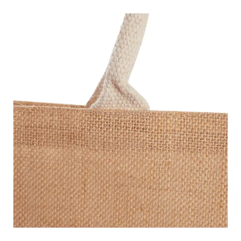 Jute Shopper Tote with Recycled Cotton Pocket — view 3