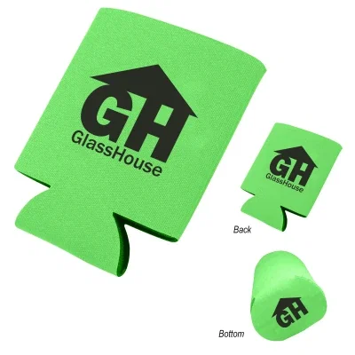 Three print areas wrap the sides of the koozie