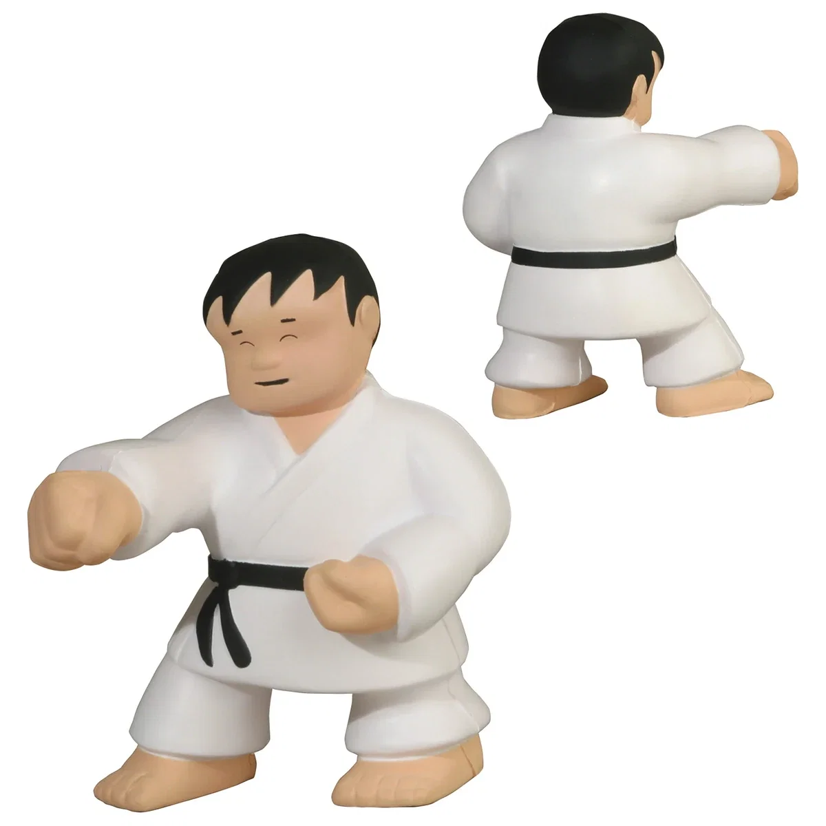Karate figure shaped polyurethane stress reliever, about 4 inches tall