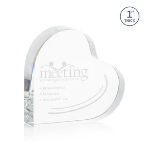 Freestanding Heart Crystal Award, 4" x 3.5" x 1"