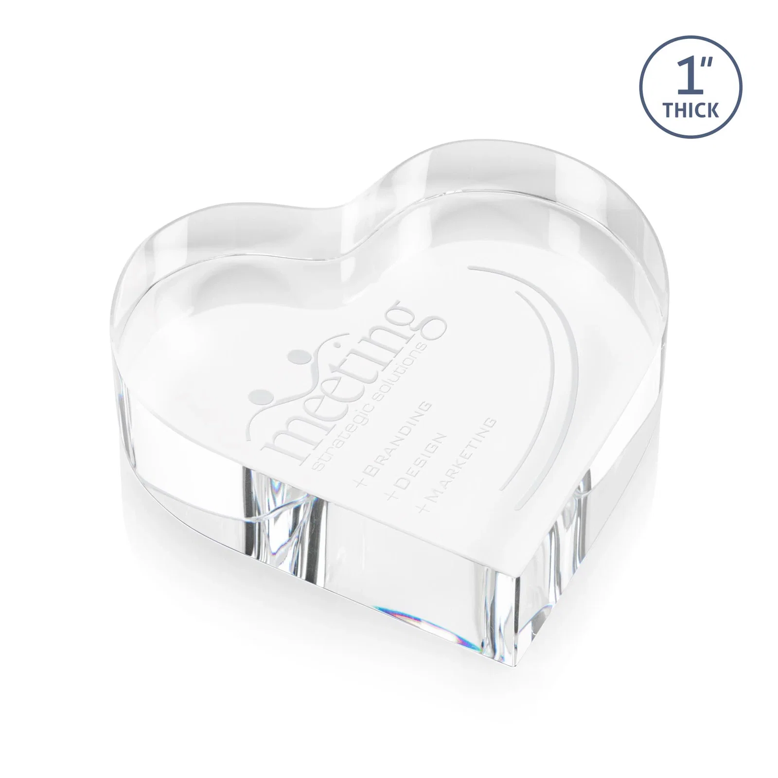 Custom Freestanding Heart Crystal Award, 4" x 3.5" x 1", volunteer appreciation gift for corporate award ceremonies