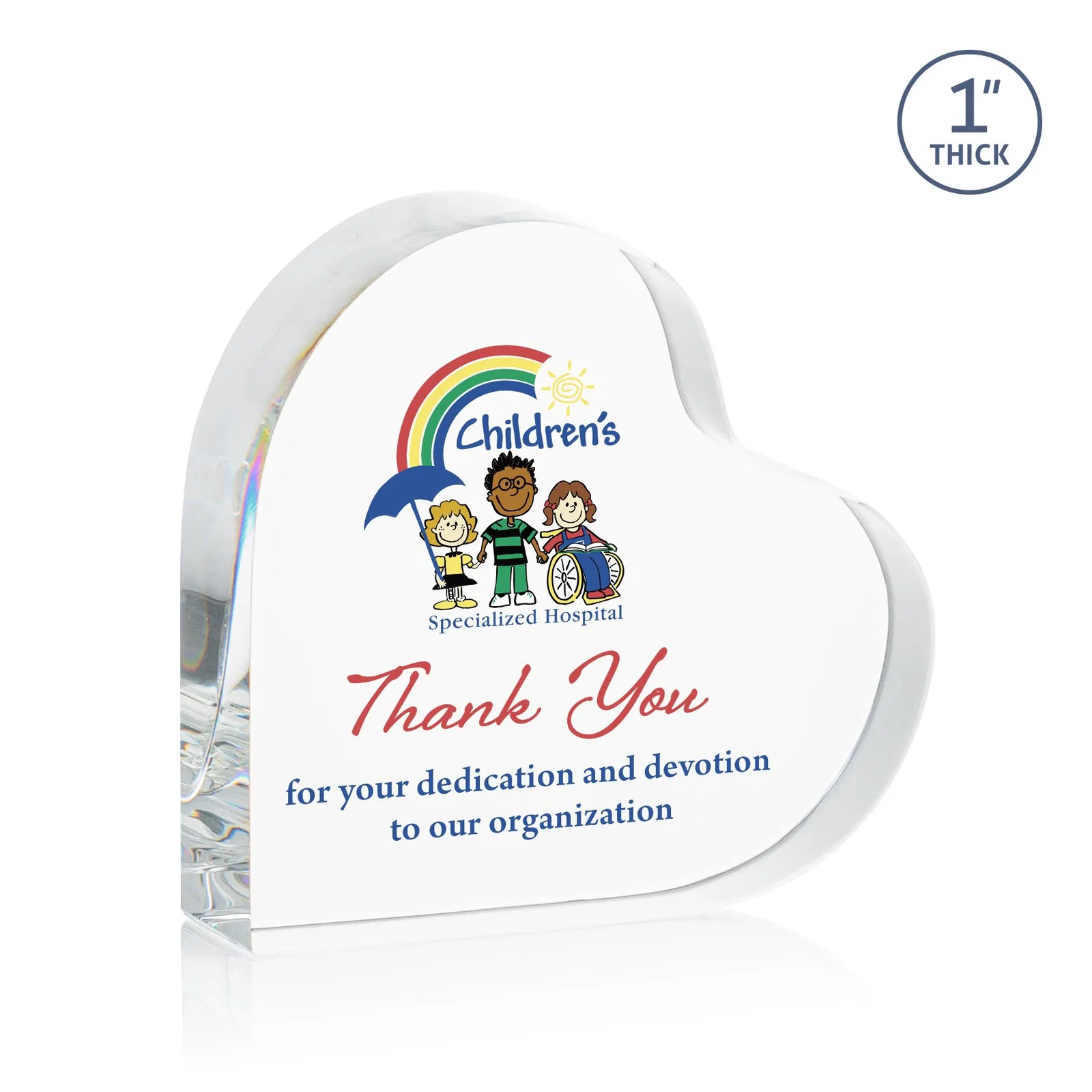 Custom Freestanding Heart Crystal Award, 4" x 3.5" x 1", volunteer appreciation gift for sales achievement awards