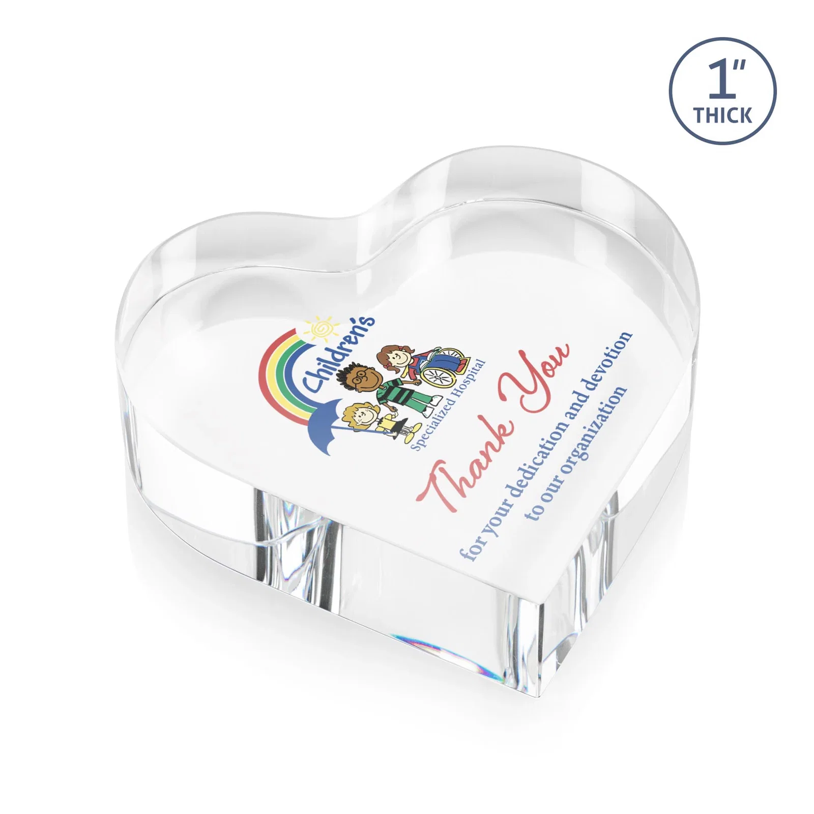 Custom Freestanding Heart Crystal Award, 4" x 3.5" x 1", volunteer appreciation gift for retirement presentations