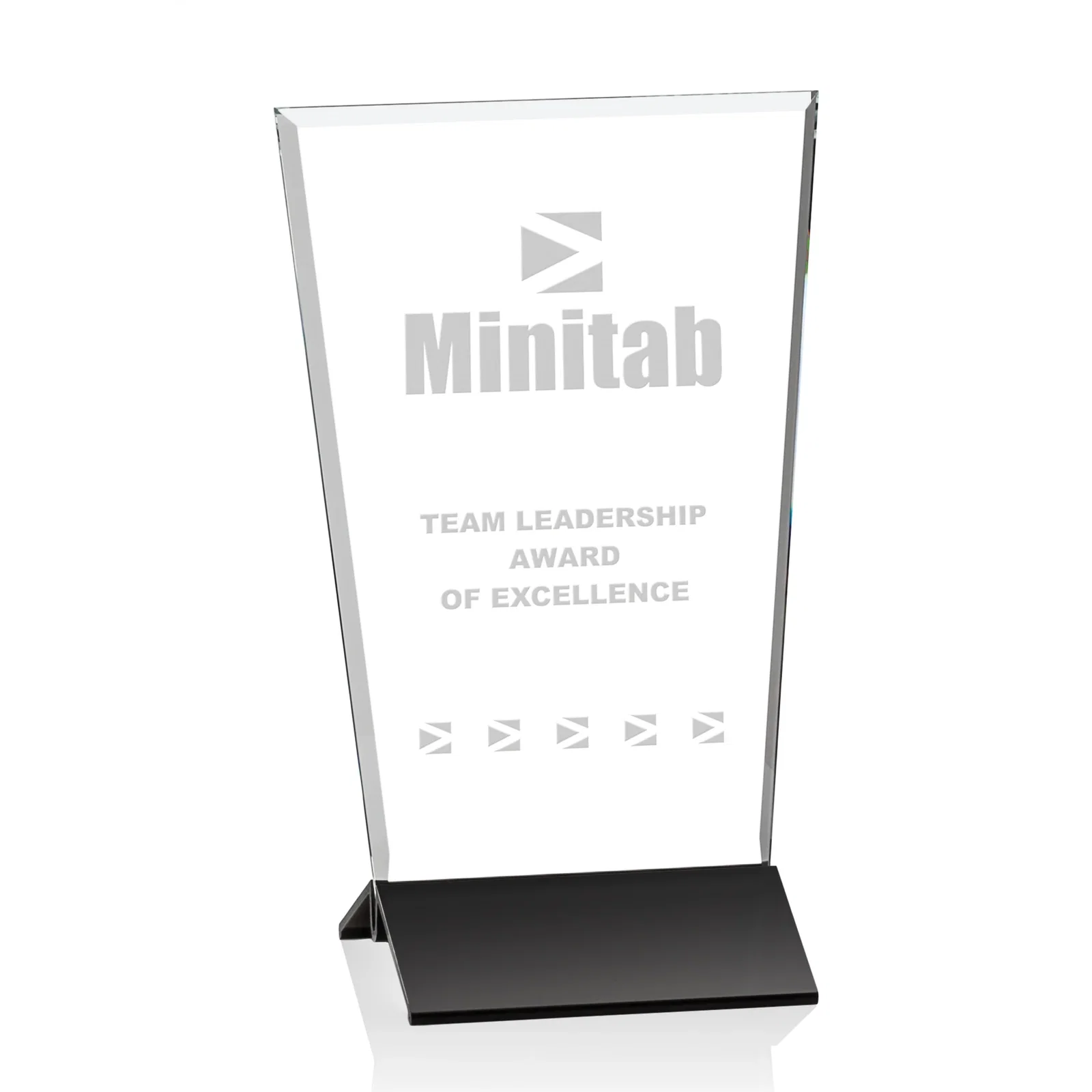 Custom Starfire Crystal Award on Satin Finish Black Aluminum Base, metal awards for service anniversary gifts