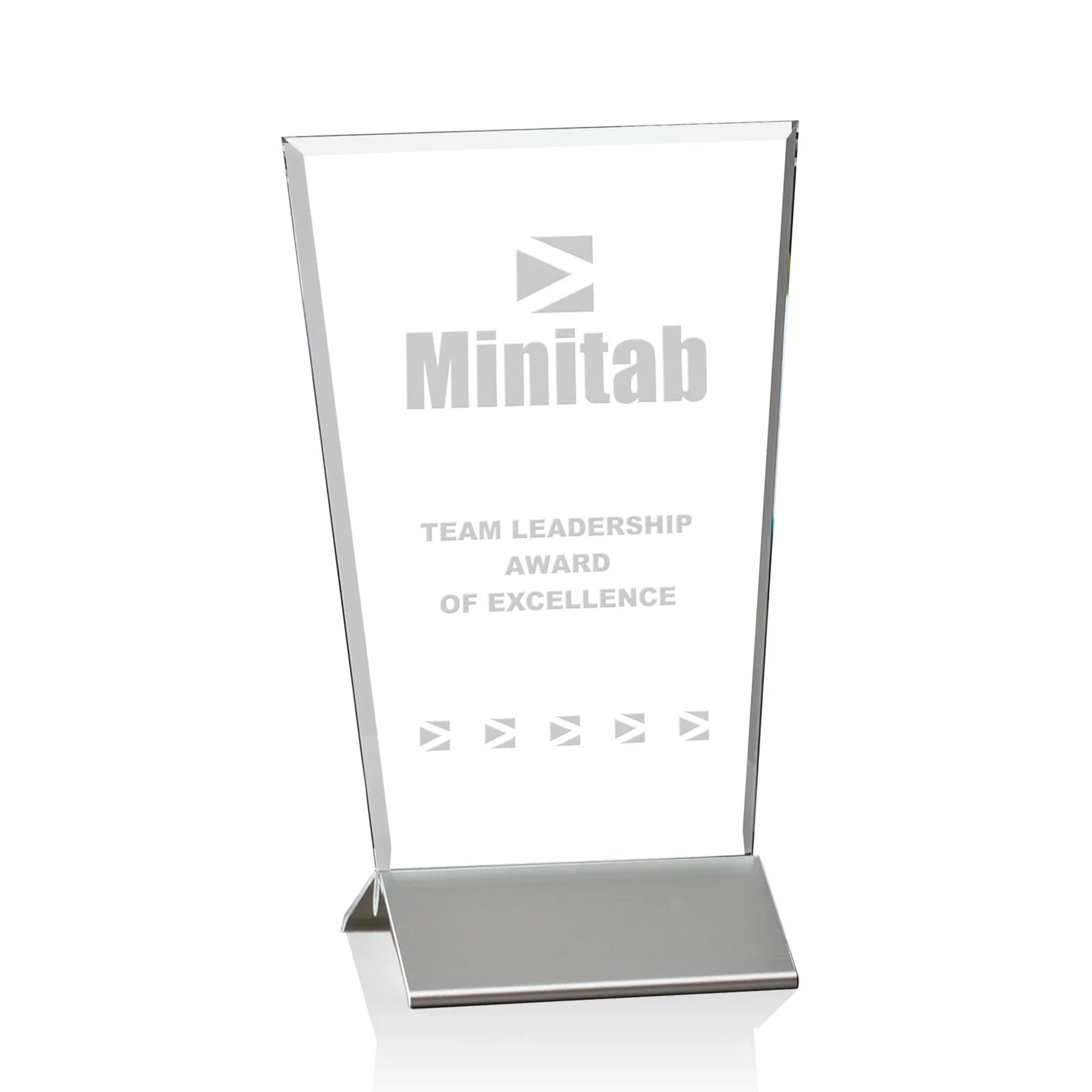 Custom Starfire Crystal Award on Satin Finish Black Aluminum Base, metal awards for retirement presentations