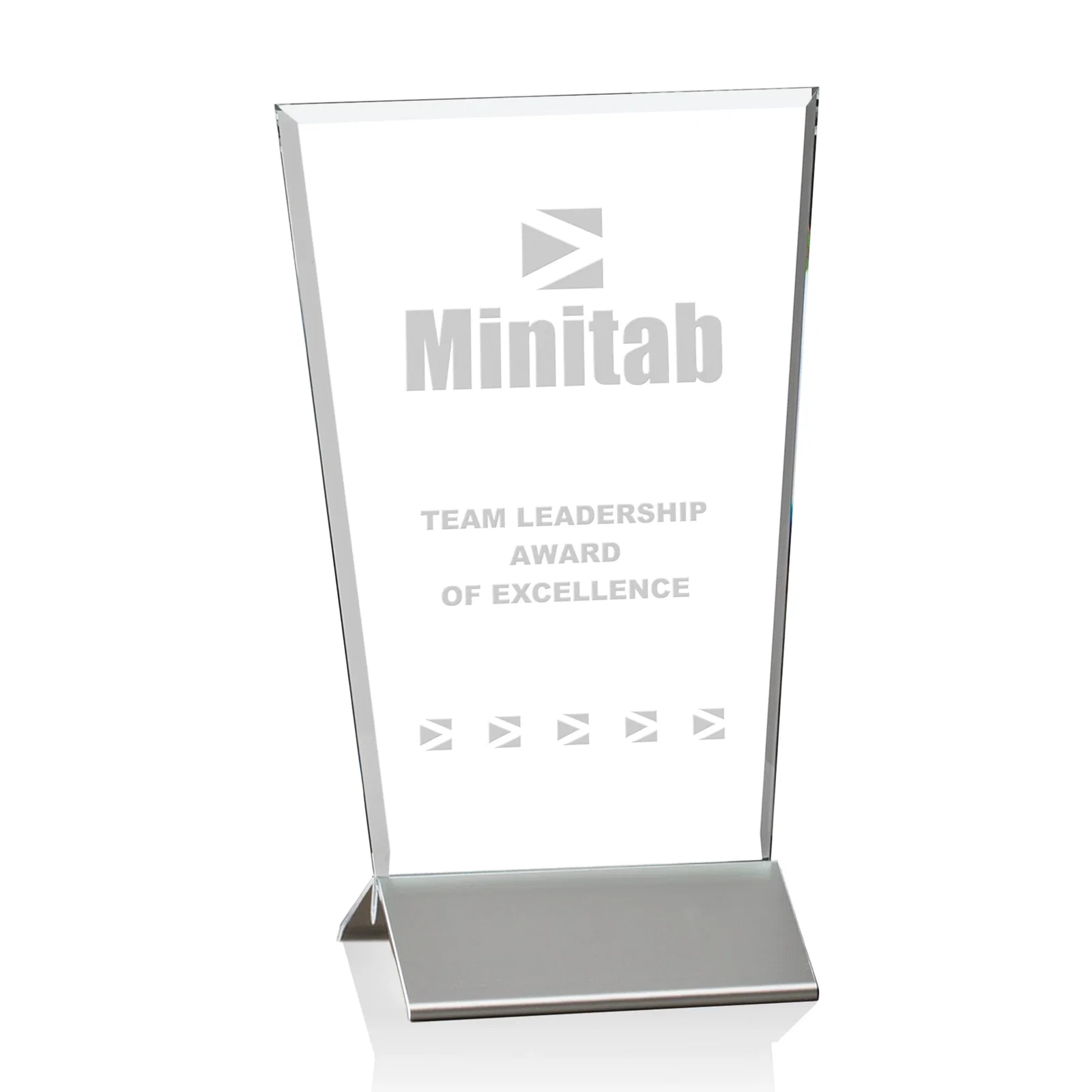 Custom Starfire Crystal Award on Satin Finish Black Aluminum Base, metal awards for team milestone celebrations