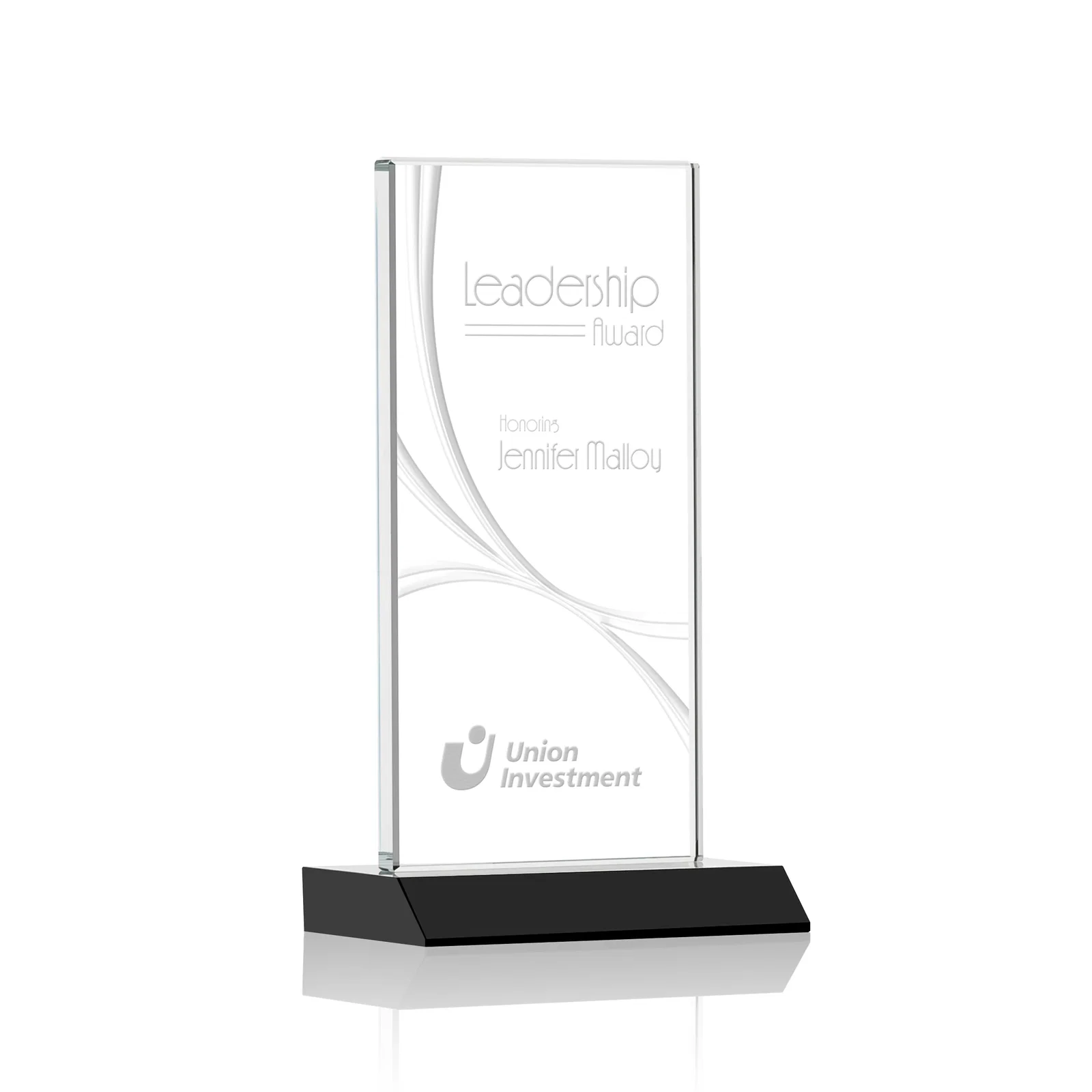 Custom Starfire Crystal Upright Award With a Separate Accent Line, awards for corporate award ceremonies