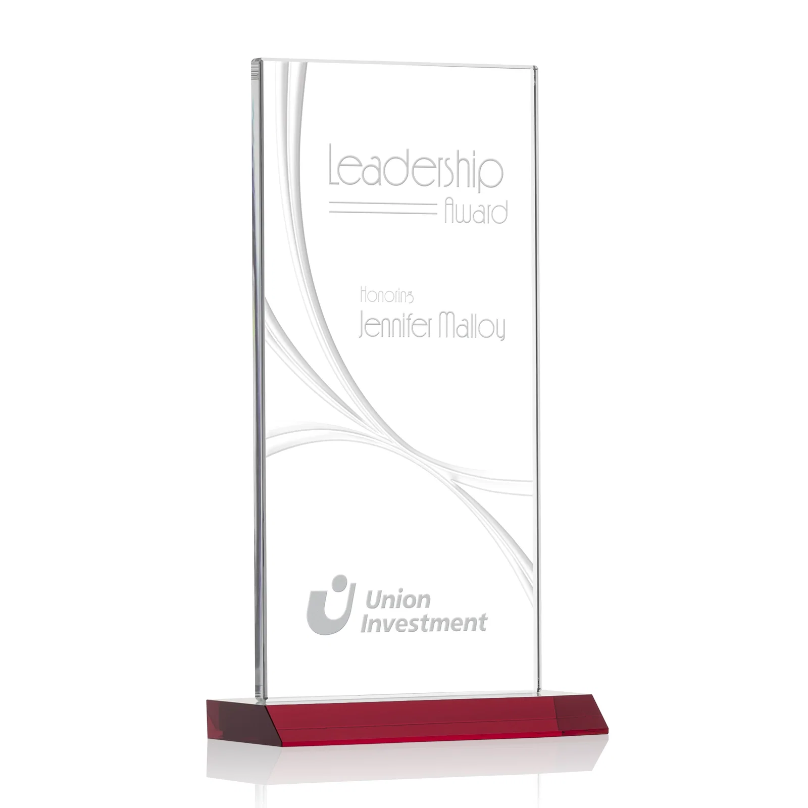 Personalized Starfire Crystal Upright Award With a Separate Accent Line, awards for graduation ceremonies