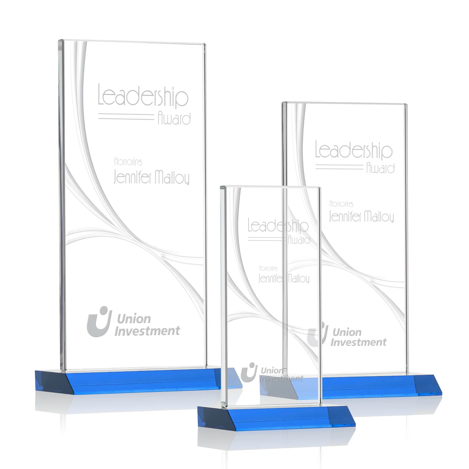 Personalized Starfire Crystal Upright Award With a Separate Accent Line, awards for safety achievement programs