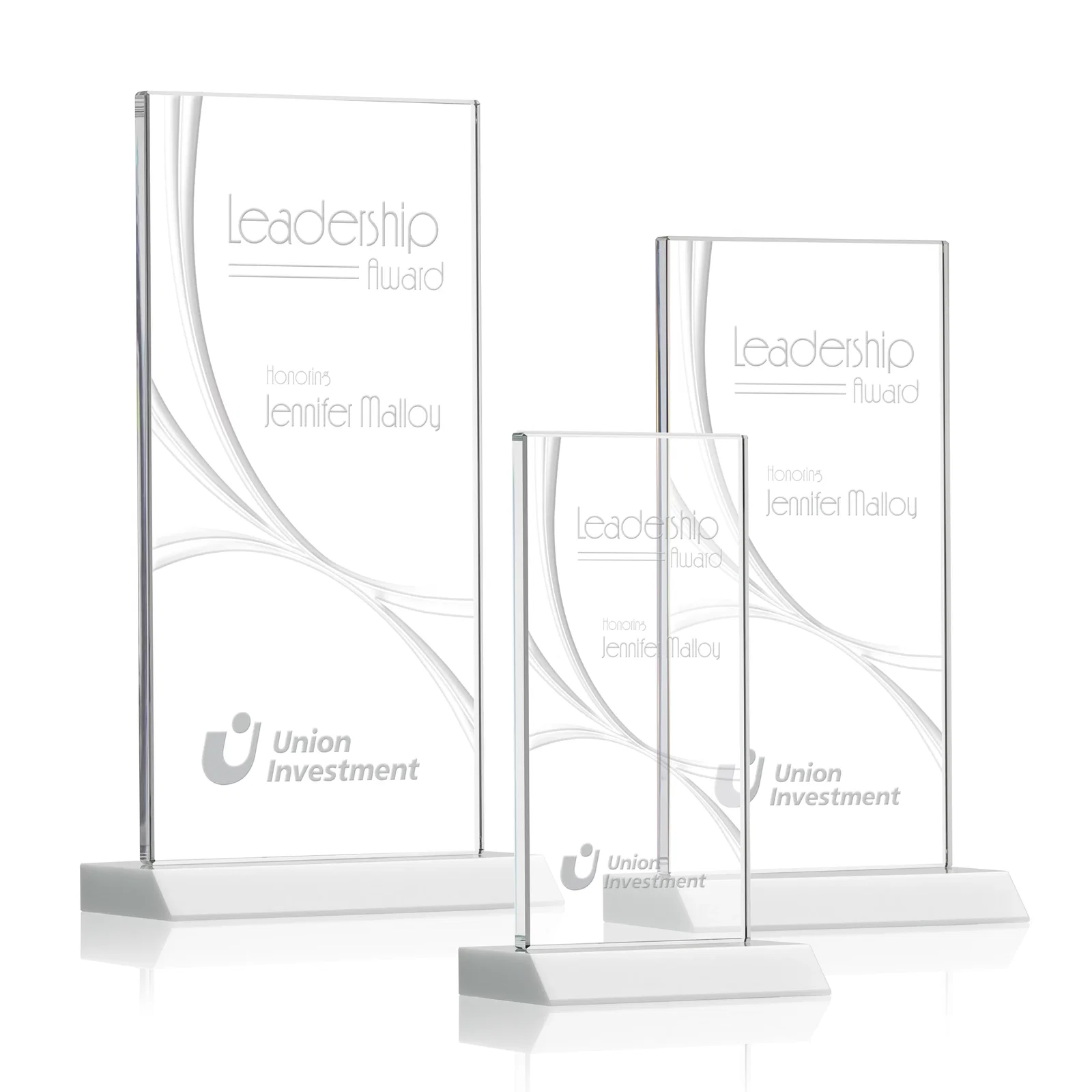 Promotional Starfire Crystal Upright Award With a Separate Accent Line, awards for employee recognition