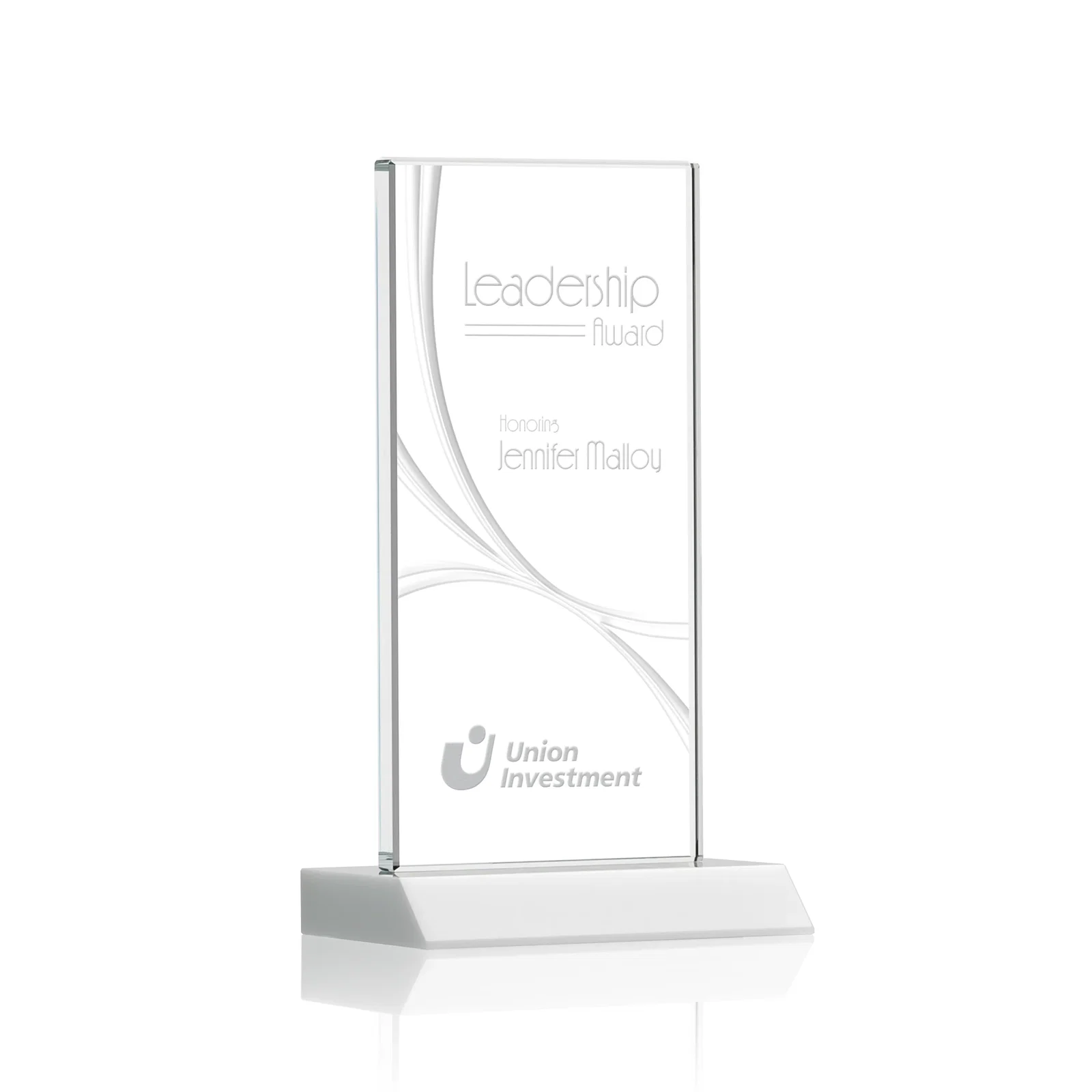 Promotional Starfire Crystal Upright Award With a Separate Accent Line, awards for corporate award ceremonies