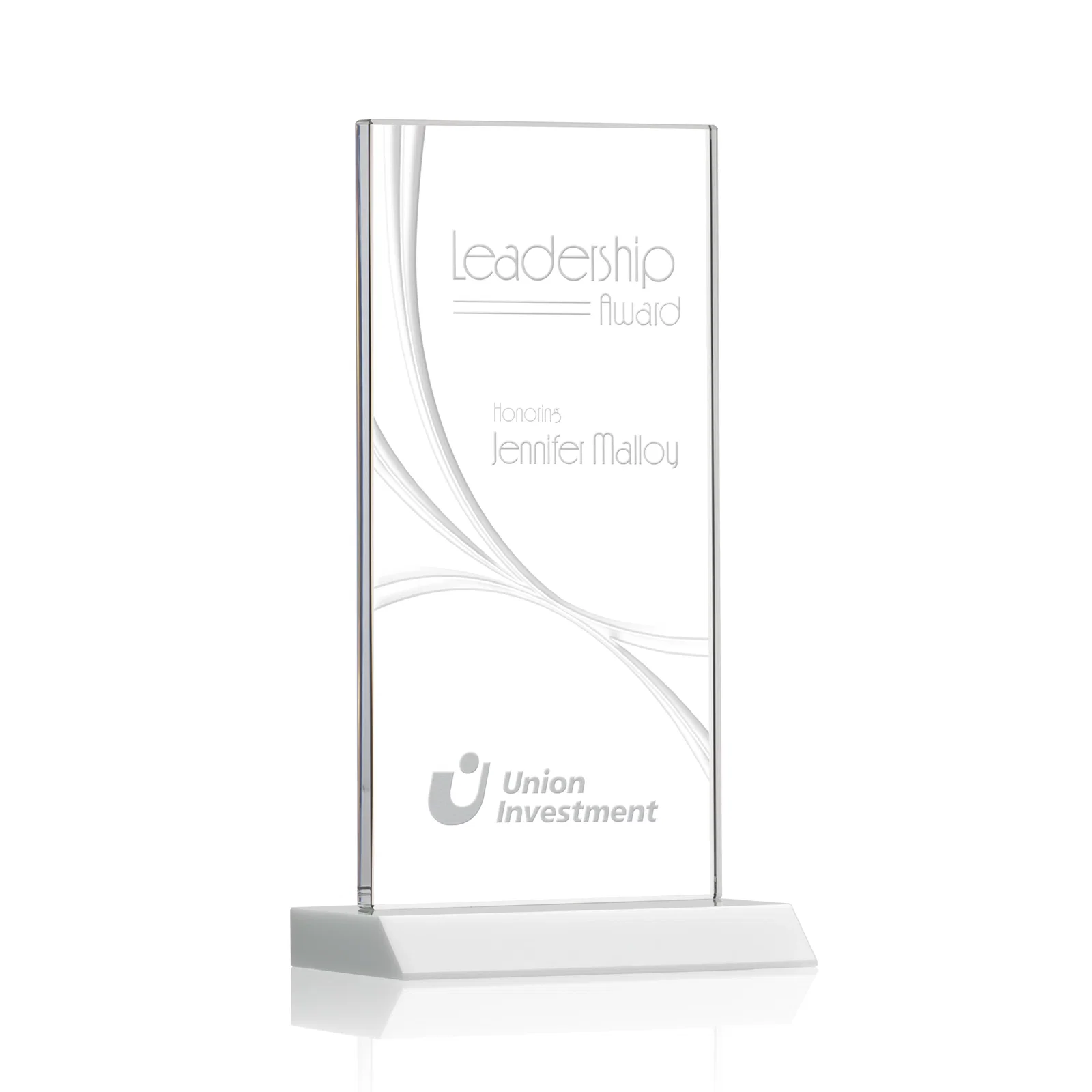 Promotional Starfire Crystal Upright Award With a Separate Accent Line, awards for service anniversary gifts