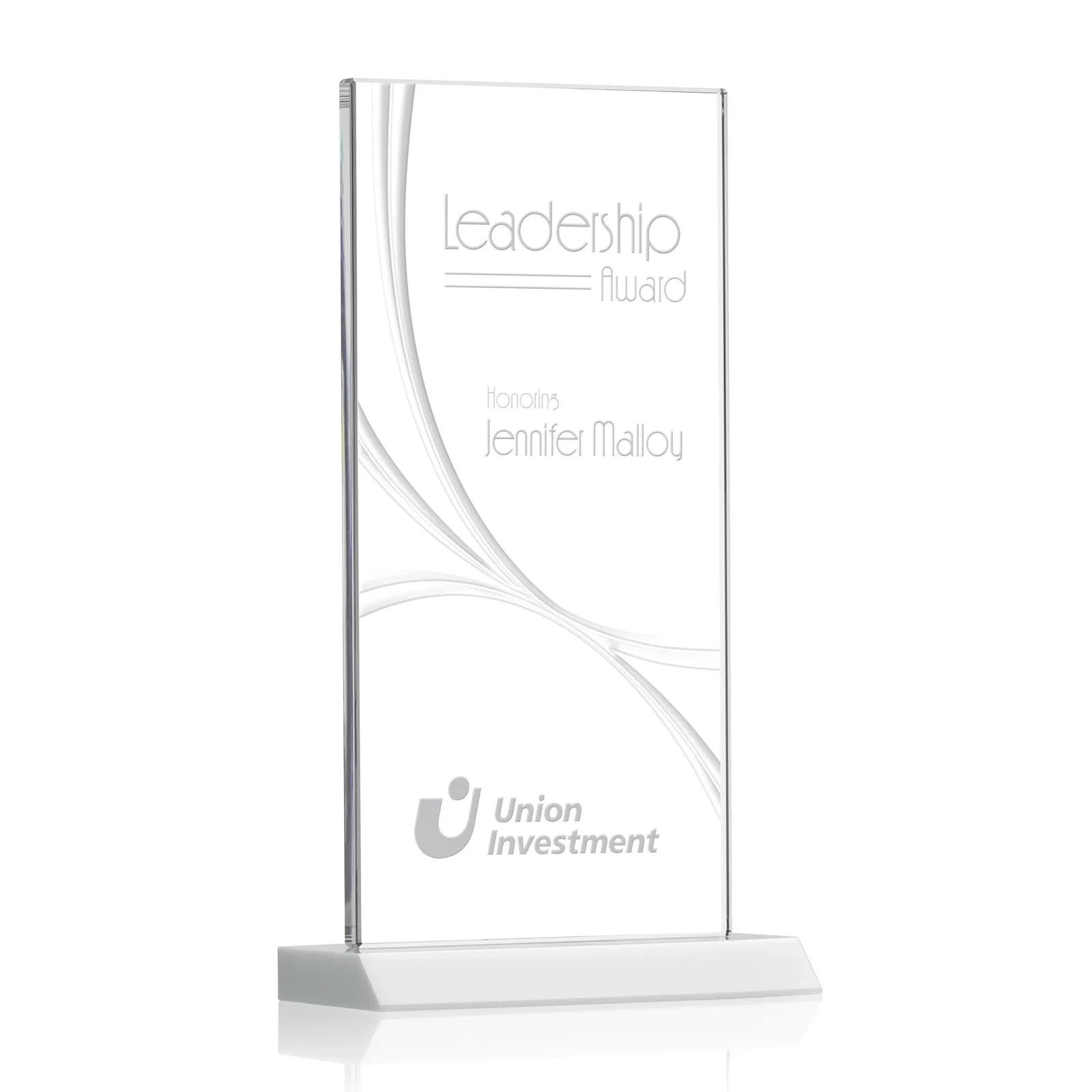 Promotional Starfire Crystal Upright Award With a Separate Accent Line, awards for sales achievement awards