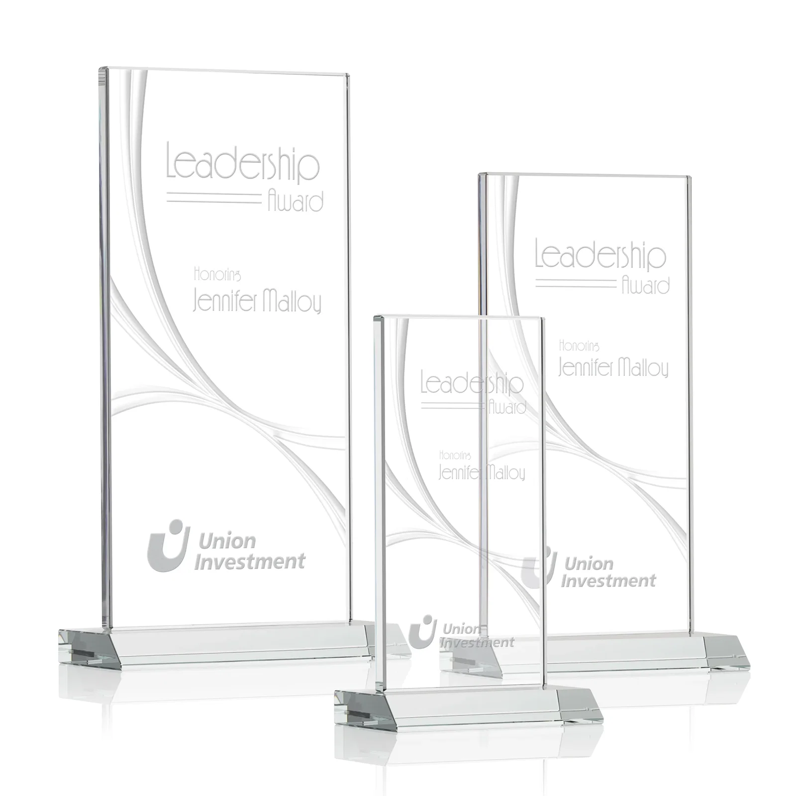 Promotional Starfire Crystal Upright Award With a Separate Accent Line, awards for retirement presentations