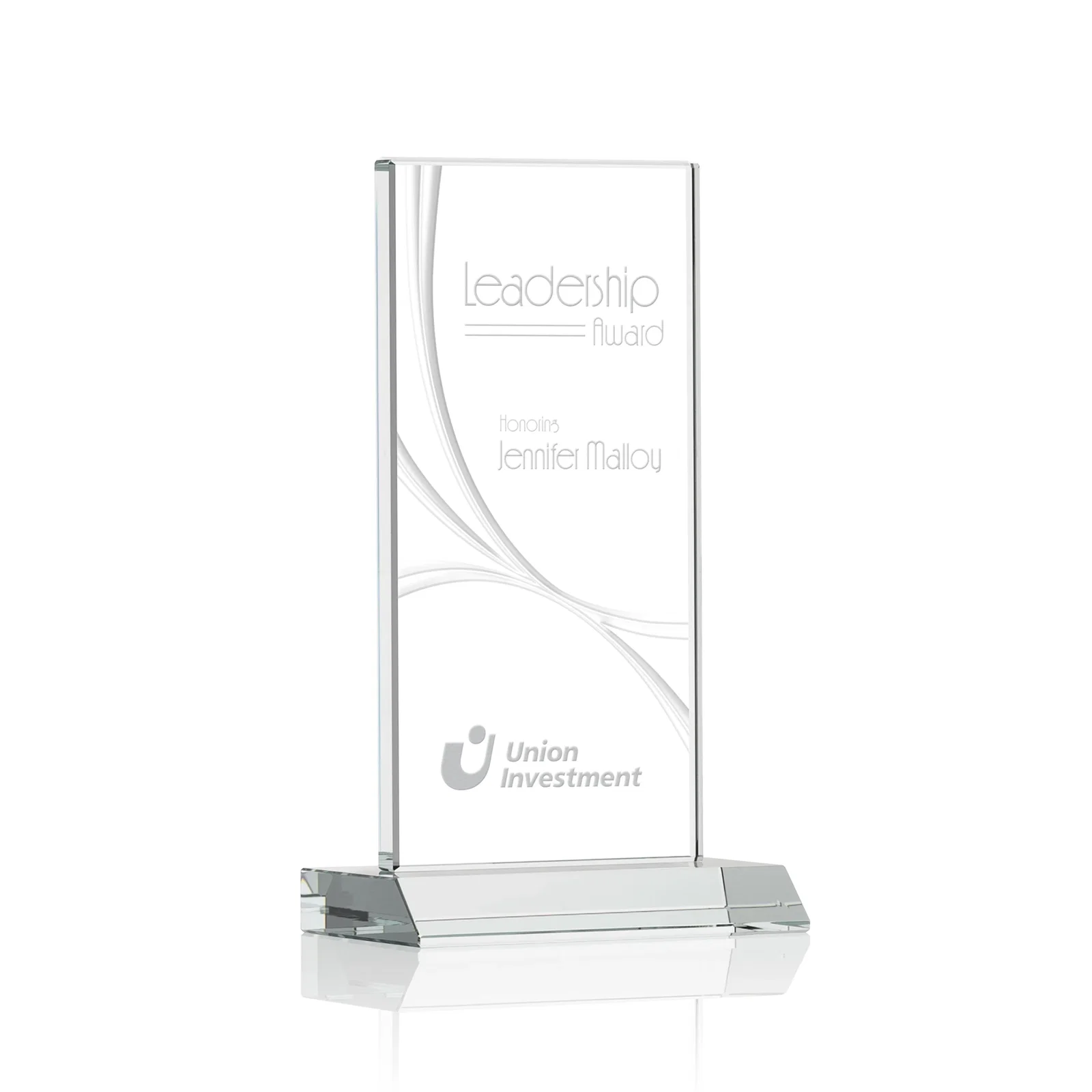 Promotional Starfire Crystal Upright Award With a Separate Accent Line, awards for team milestone celebrations