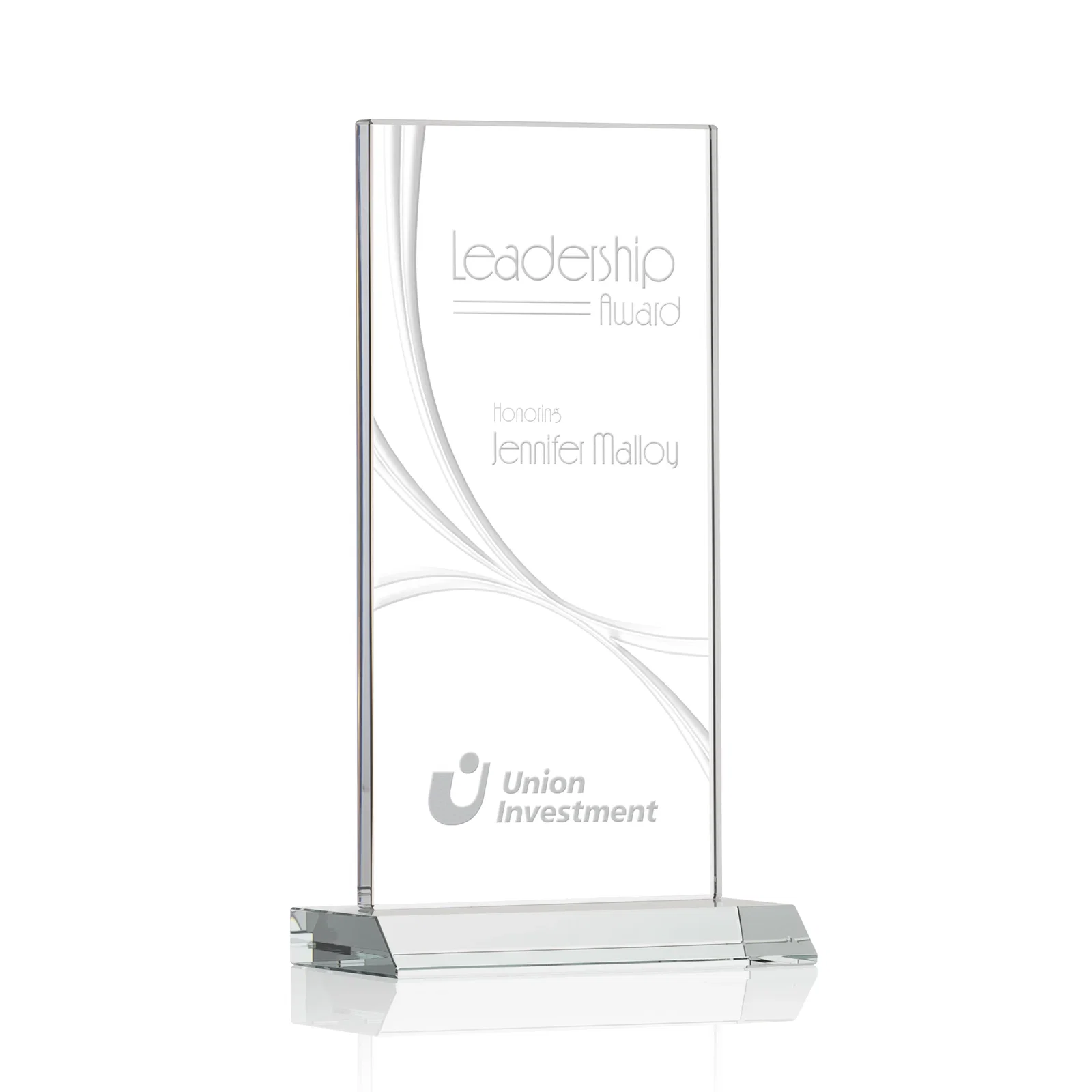 Promotional Starfire Crystal Upright Award With a Separate Accent Line, awards for donor appreciation