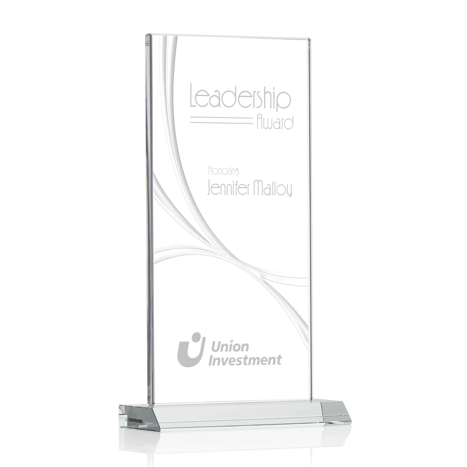Promotional Starfire Crystal Upright Award With a Separate Accent Line, awards for graduation ceremonies