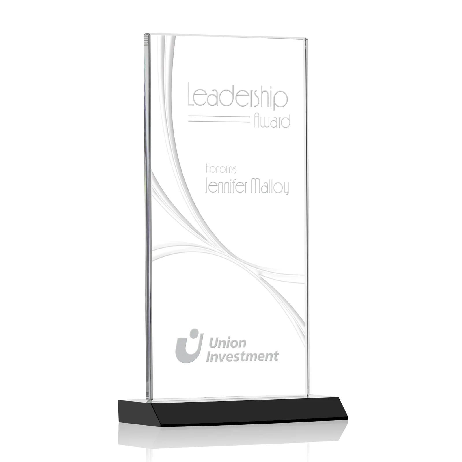 Custom Starfire Crystal Upright Award With a Separate Accent Line, awards for sales achievement awards