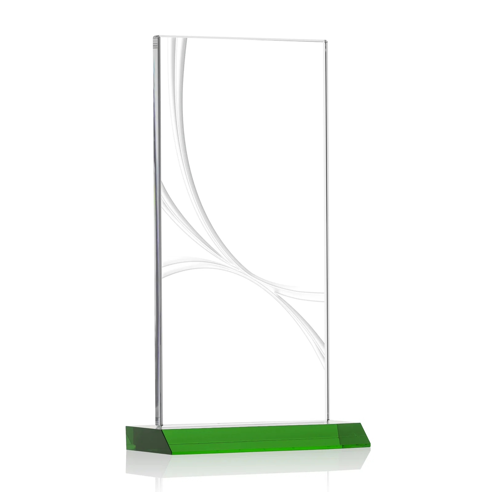 Branded Starfire Crystal Upright Award With a Separate Accent Line, awards for retirement presentations
