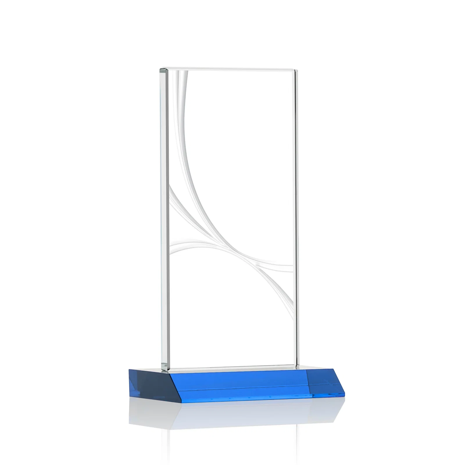 Branded Starfire Crystal Upright Award With a Separate Accent Line, awards for company anniversary events