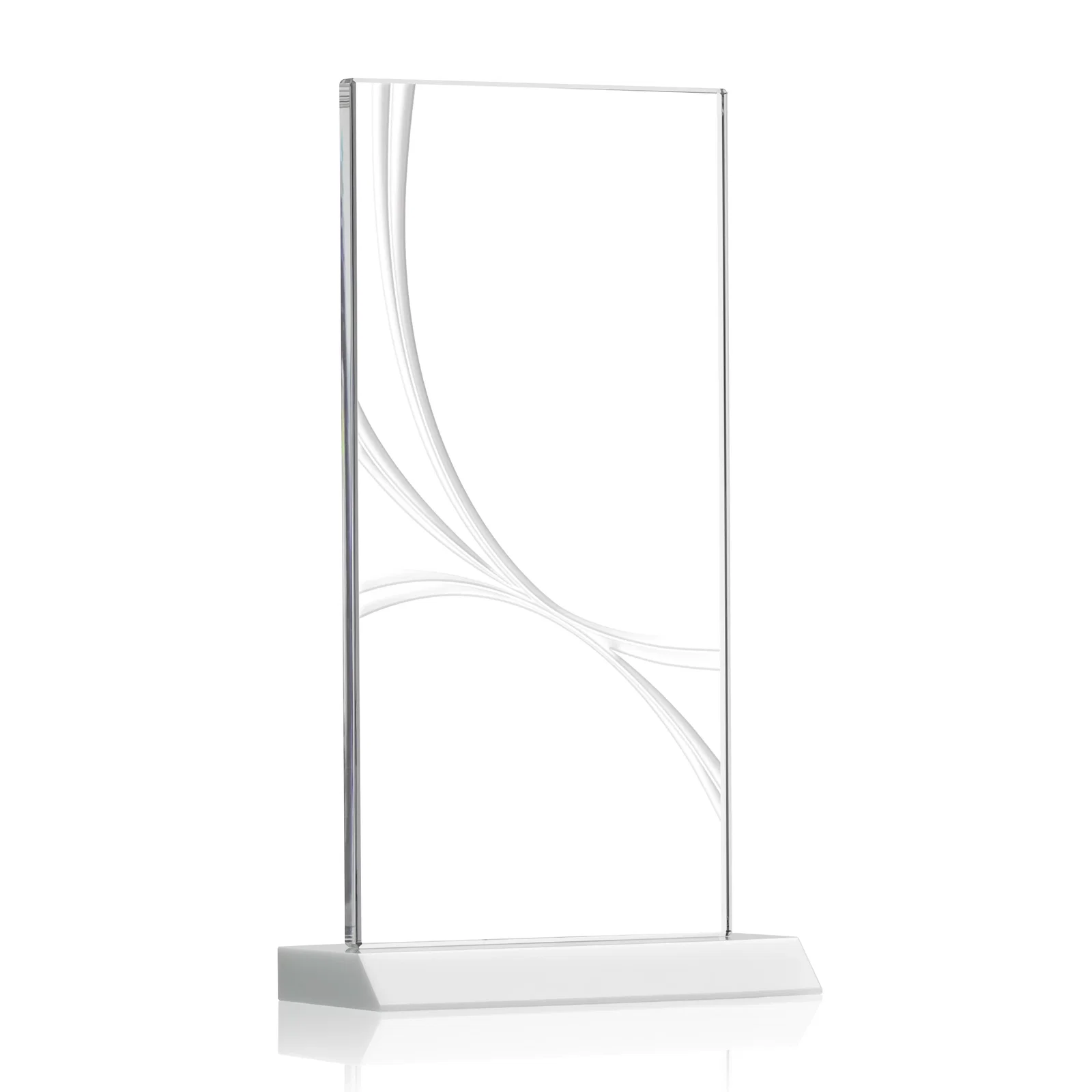 Custom printed Starfire Crystal Upright Award With a Separate Accent Line, awards for retirement presentations
