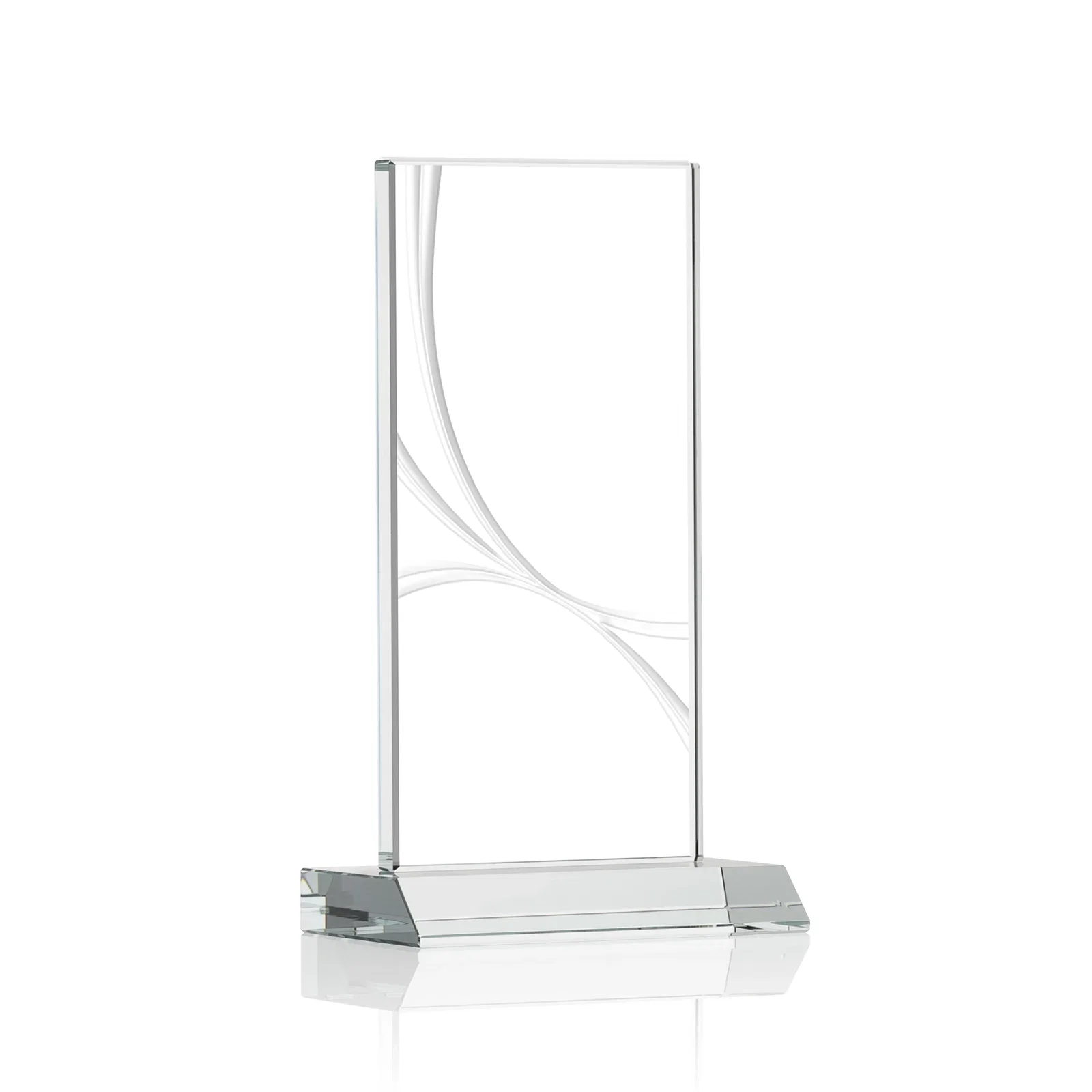 Custom printed Starfire Crystal Upright Award With a Separate Accent Line, awards for team milestone celebrations