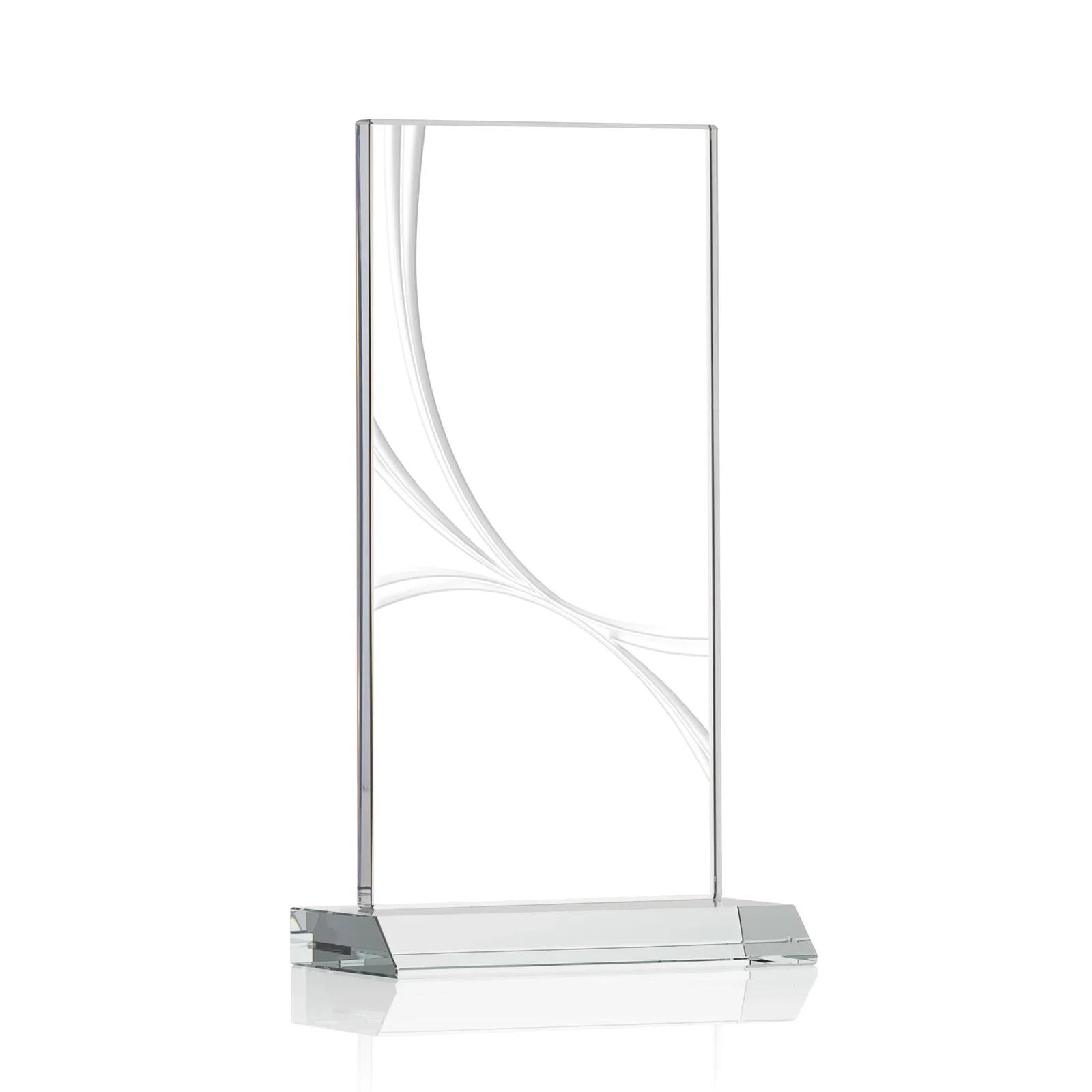 Custom printed Starfire Crystal Upright Award With a Separate Accent Line, awards for donor appreciation