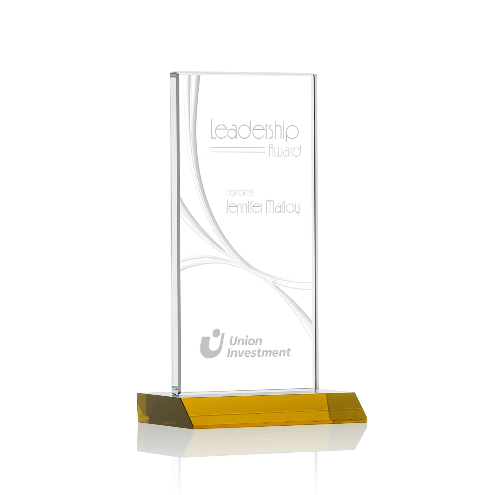 Custom Starfire Crystal Upright Award With a Separate Accent Line, awards for team milestone celebrations