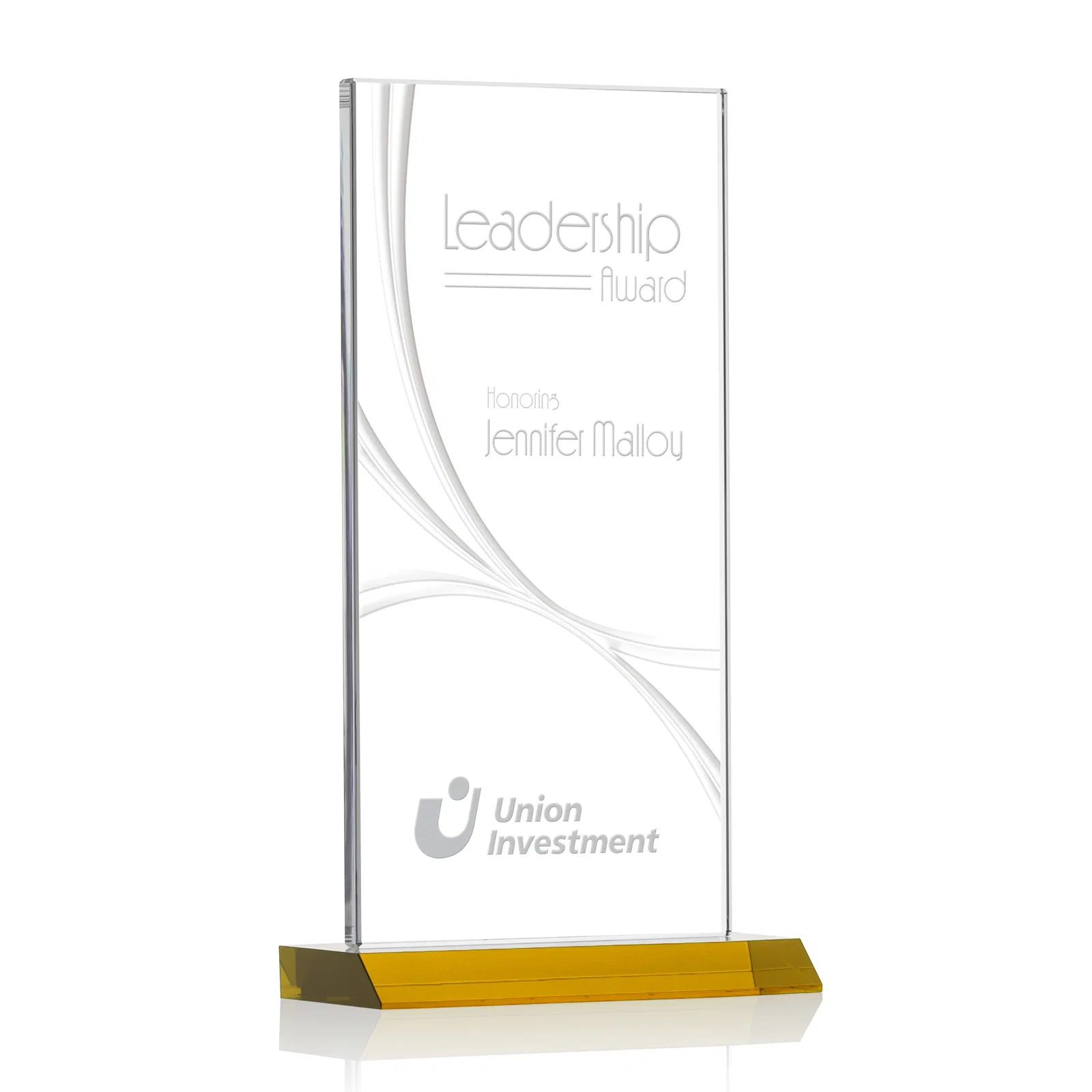 Custom Starfire Crystal Upright Award With a Separate Accent Line, awards for graduation ceremonies