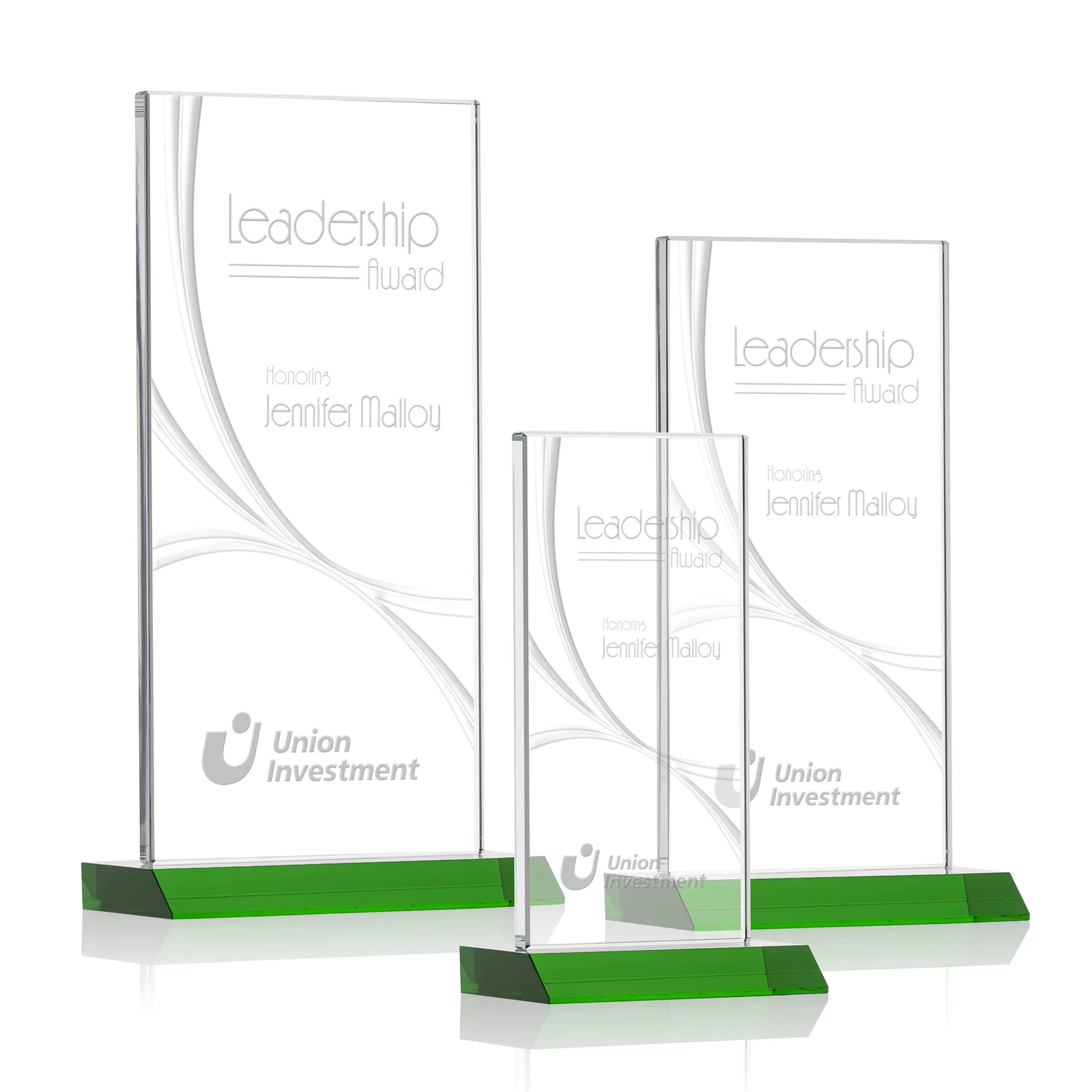 Custom Starfire Crystal Upright Award With a Separate Accent Line, awards for safety achievement programs