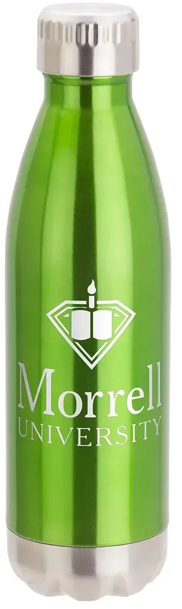 Branded Keep 17 oz stainless steel bottle, side profile