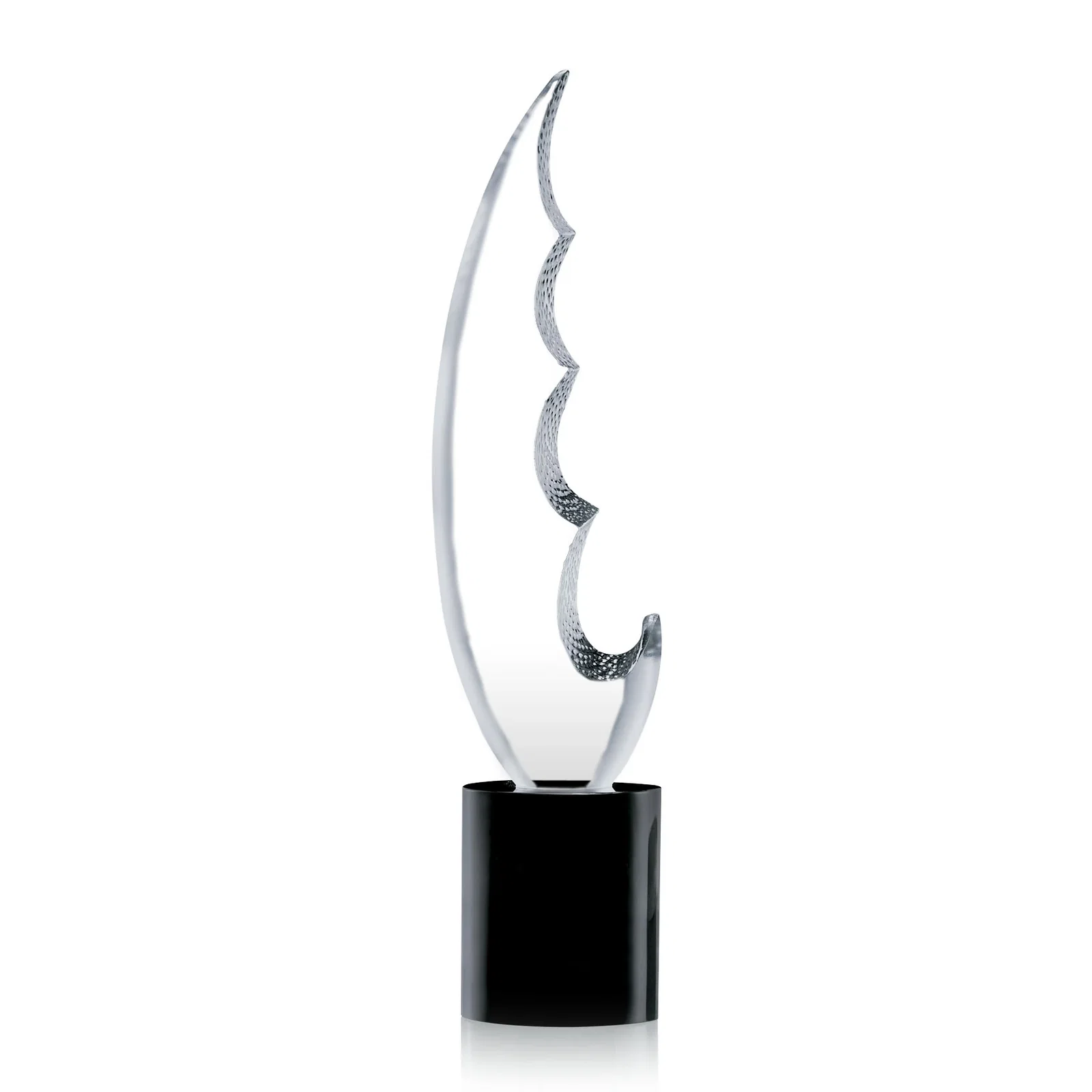 Custom Optical Crystal Column Award on a Black Base, Frosted or Clear, awards for corporate award ceremonies