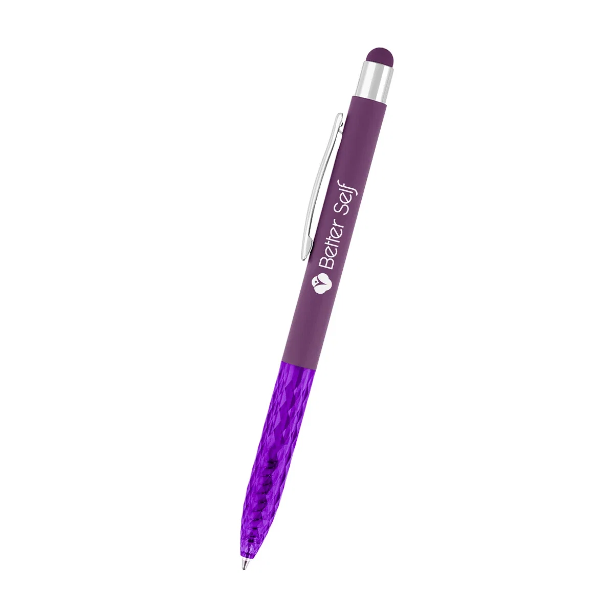 Recycled aluminum pen with a soft stylus tip